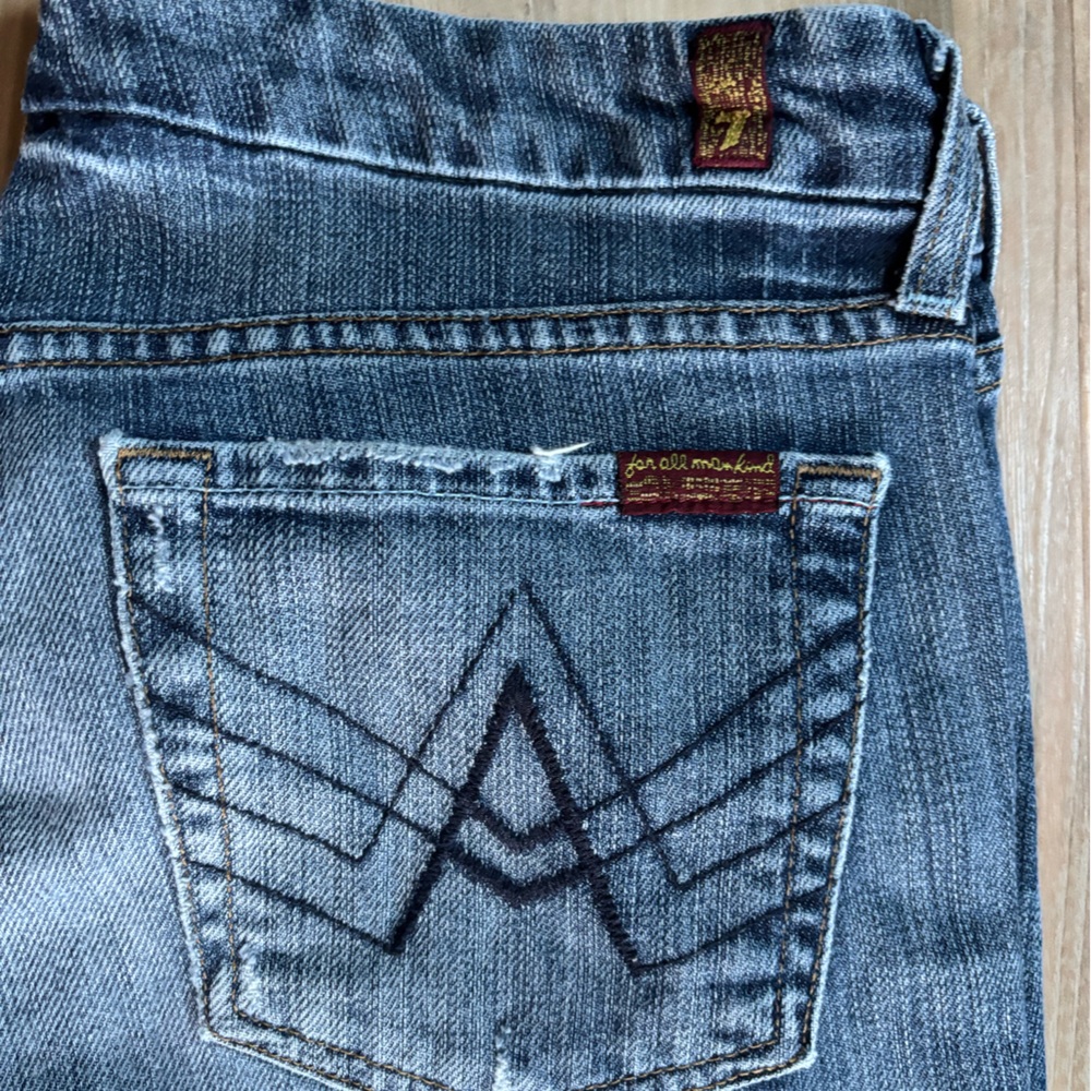 Y2K Lowrise 7 For All Mankind Dark Blue Bootcut Jeans in size 29 - Picture 2 of 7